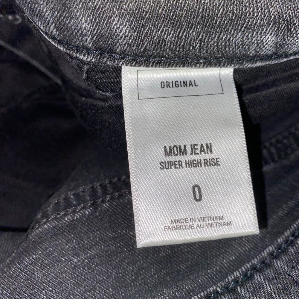 Express Size Zero Black Denim Jeans Mom Super High Rise Raw Hem - Picture 3 of 6